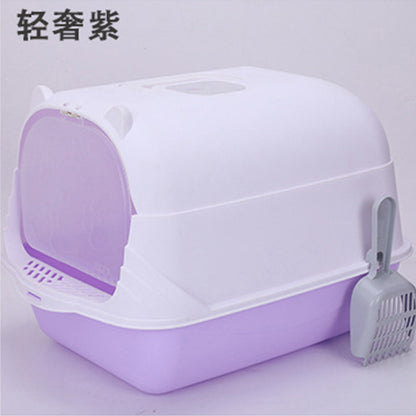 Large Half-Enclosed Cat Litter Box for Big Cats