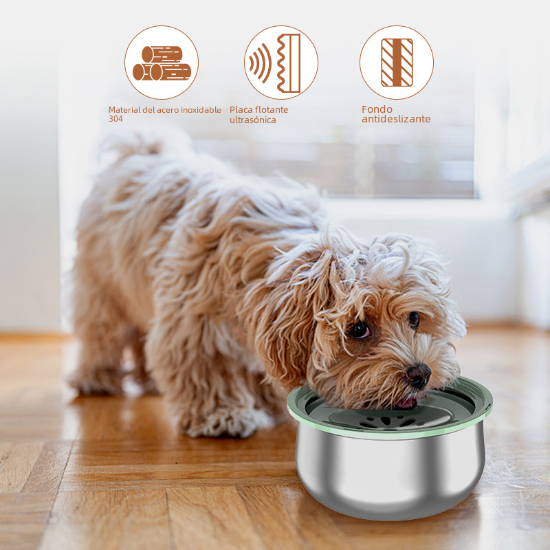 Stainless Steel Large Pet Water Bowl with Splash Guard