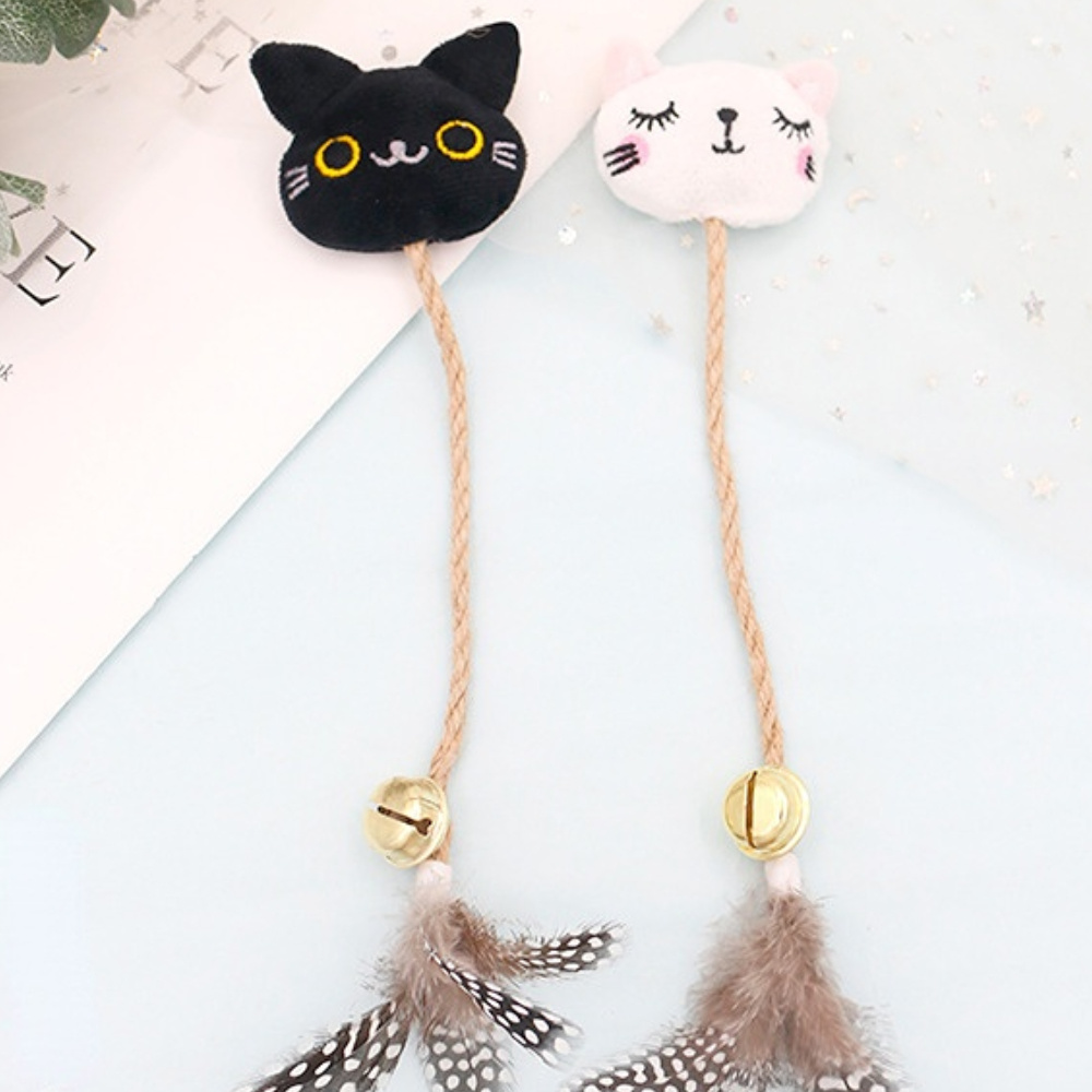 Funny Cat Toy with Feather, Bell, and Hemp Rope