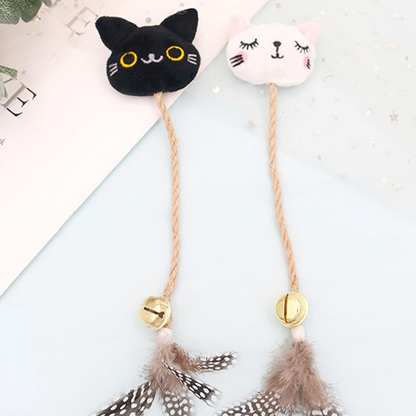 Funny Cat Toy with Feather, Bell, and Hemp Rope